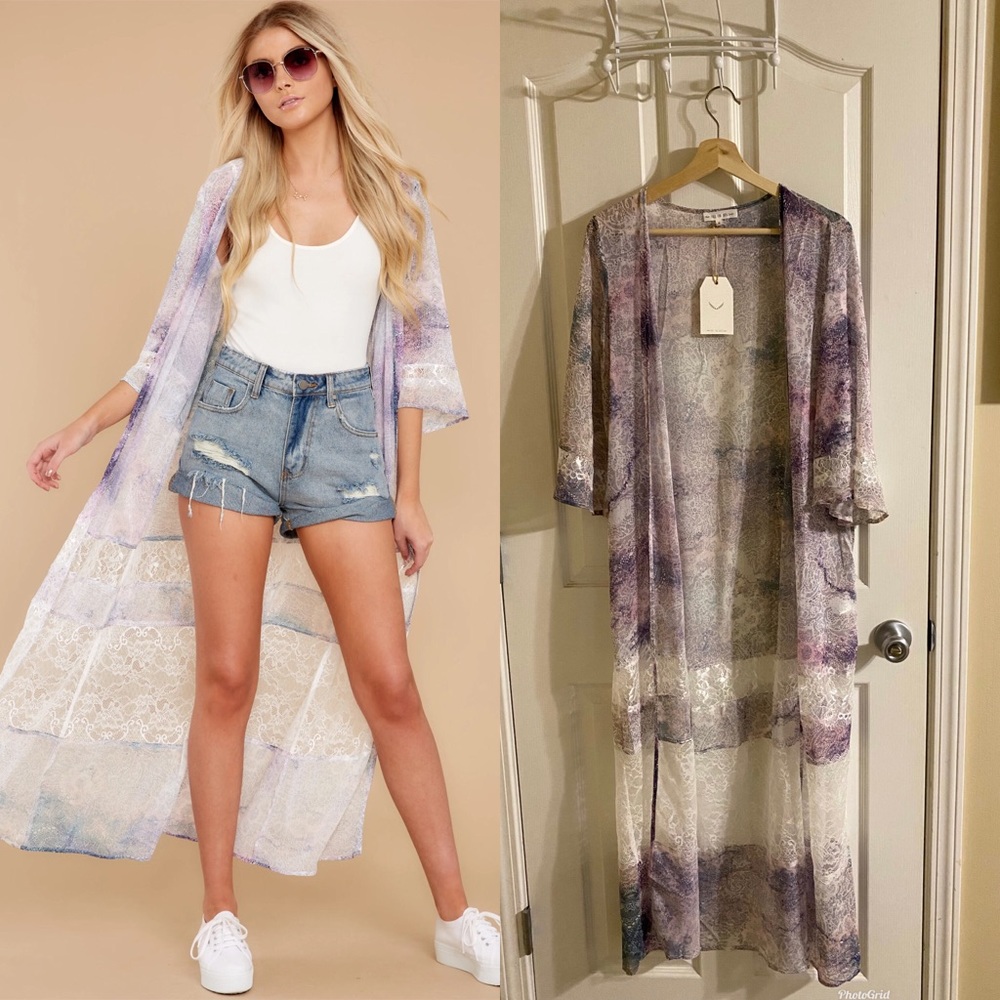 Free the Roses lace kimono - M